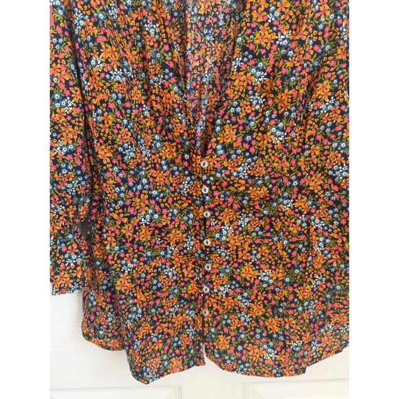Free People Floral Peplum Top Boho Button Front XL - Picture 7 of 11
